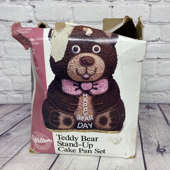 Vintage Wilton Teddy Bear Stand-Up Cake Pan Set 2105-2325 - Set complete - Picture 1 of 10